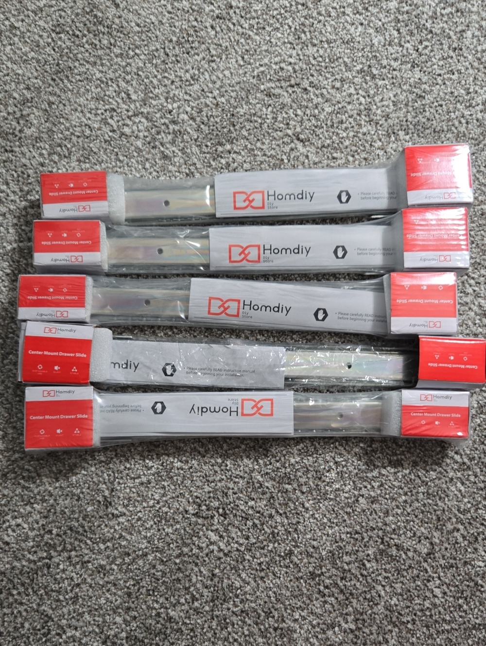 Center Mount Drawer Slides - Silver